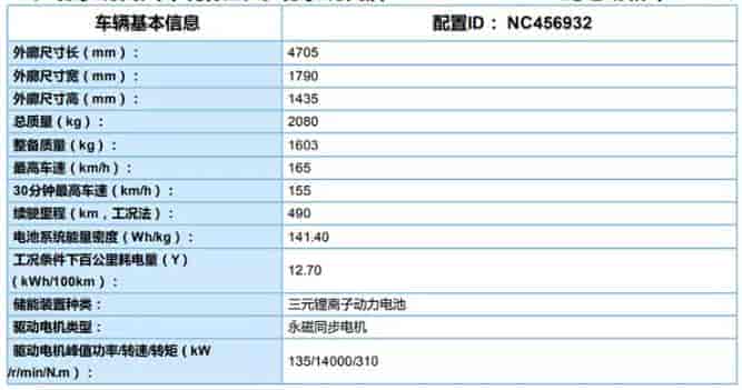現(xiàn)代菲斯塔純電動版基本參數(shù)信息