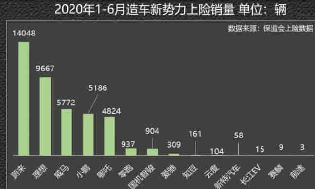 2020年1-6月新能源車上險銷量表